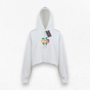 Levi’s White Cropped Graphic Hoodie California Fruit Logo Sweatshirt Size Medium